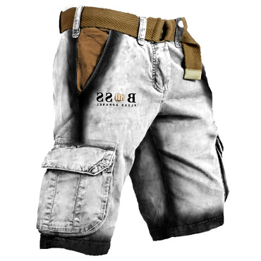 Men's Cargo Shorts Gradient Chic Vintage Distressed Utility Outdoor Shorts