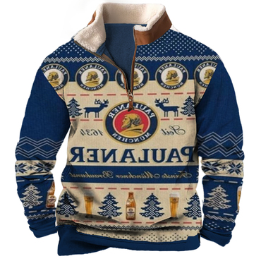 Unisex Paulaner Munchen Fun Chic 1/4 Zip Collar Casual 3d Printed Christmas Sweatshirt