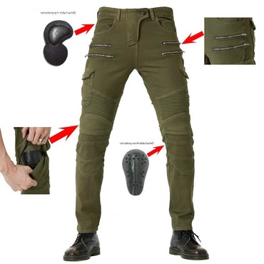 Men's Double Zipper Motorcycle Chic Racing Anti-drop Riding Pants