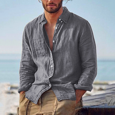 Casual Lapel Cardigan Cotton Chic Linen Loose Casual Retro Men's Shirt