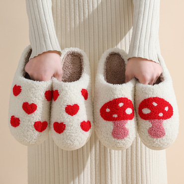 Unisex Mushroom And Heart Chic Cute Home Cotton Slippers