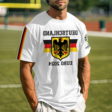 Men's German Germany Football Print Chic Round Neck Short Sleeve T-shirt