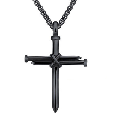 Mens Simple Cross Nail Chic Necklace Pendant