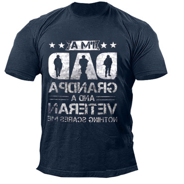 I Am A Grandpa And Chic A And A Veteran Men's Tactical Cotton T-shirt