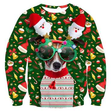 Sunglasses Dog Print Ugly Chic Christmas Sweatshirt