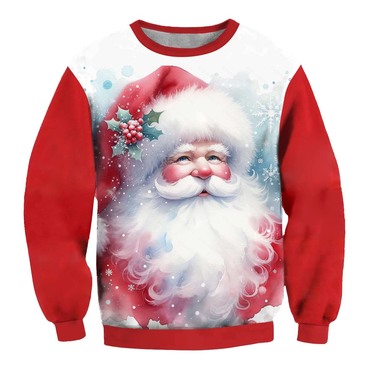 Men's Vintage Santa Print Chic Crew Neck Ugly Christmas Sweatshirt