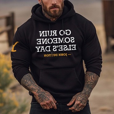 Men's Vintage Yellowstone Western Chic Cowboy Pocket Long Sleeve Casual Hoodie