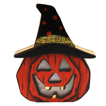 Halloween Wooden Pumpkin Lantern Chic Ghost Decorative Lamp