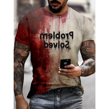 Mens Bloody Problem Solved Chic Halloween Print T-shirt