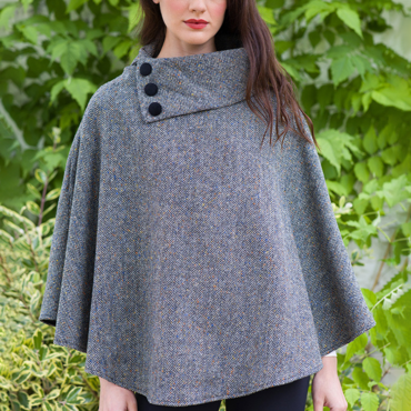 Women's Vintage Western Mucros Chic Tweed Poncho Coat