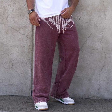 Men's Vintage Distressed Print Chic Casual Outdoor Sweatpants