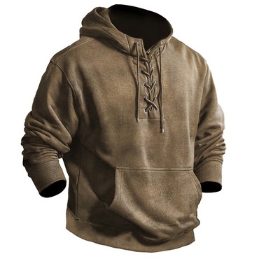 Men's Vintage Tactical Lace-up Chic Hoodie