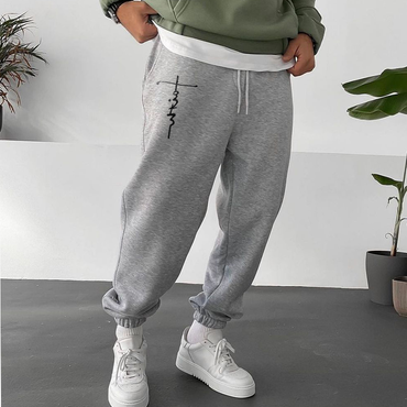 Men's Casual Simple Flannel Chic Printed Sweatpants