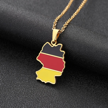 Unisex Stainless Steel Germany Chic Map Necklace