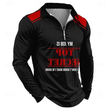 Men's Printed Casual Zipper Neck Chic Long Sleeve T-shirt