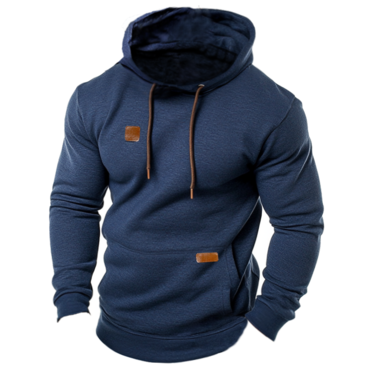 Men's Outdoor Casual Leather Chic Lable Hoodie