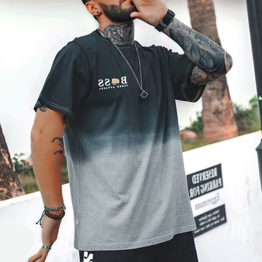 Men's Vintage Gradient Print Chic Loose Short Sleeve Oversized T-shirt