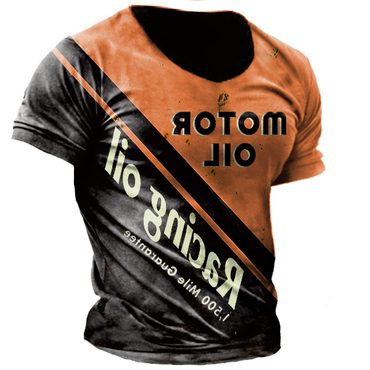 Men's Outdoor Motor Oil Chic Racing Print T-shirt