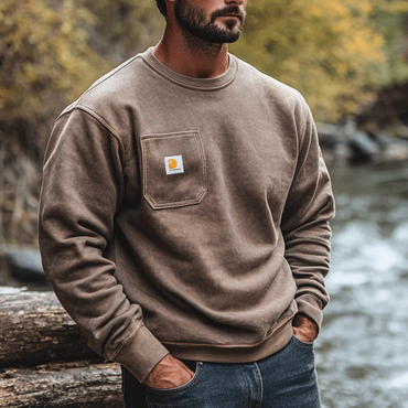 Men's Outdoor Retro Vintage Chic Round Neck Sweatshirt