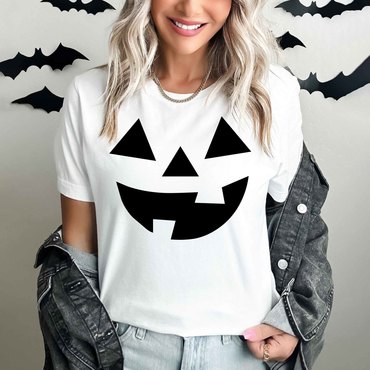 Women's Vintage Halloween Jack-o-lantern Chic Short Sleeve Crew Neck T-shirt