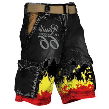 Men's Route66 German Flag Chic Patriot Outdoor Motorcycle Riding Shorts