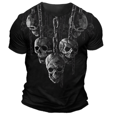 Men's Vintage Skull Print Chic Daily Short Sleeve Crew Neck T-shirt