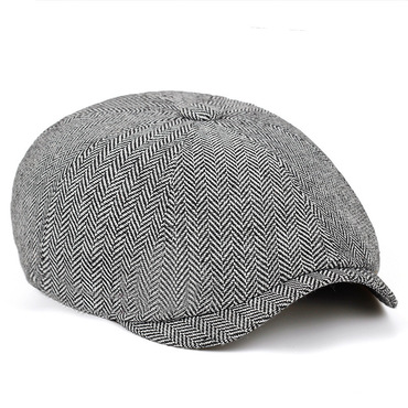 Men's British Vintage Herringbone Chic Twill Beret