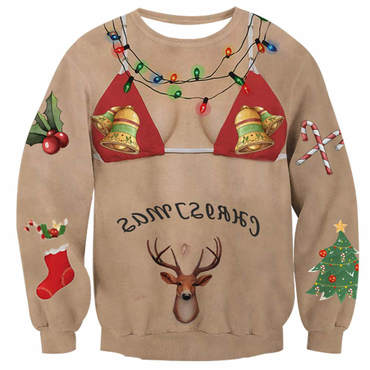 Christmas Tree Bikini Print Chic Ugly Christmas Sweatshirt