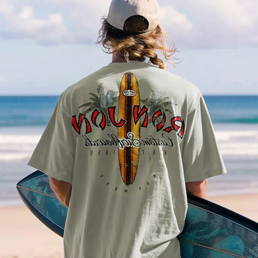 Retro Surfboard Letter Printed Chic T-shirt