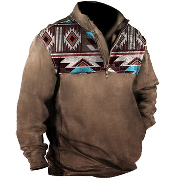 Men's Aztec Quarter Zip Chic Winter Sweatshirt