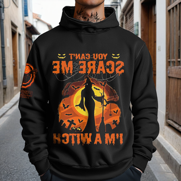 Halloween Pumpkin You Can't Chic Scare Me Print Hoodie