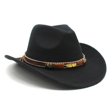 Unisex Western Cowboy Outdoor Chic Metal Feather Felt Hat