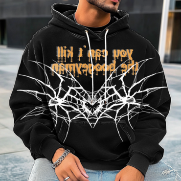 Halloween Can't Kill The Chic Boogeyman Men's Retro Spider Print Hoodie