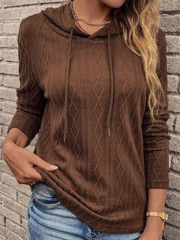 Hooded Loose Jacquard Chic Pullover