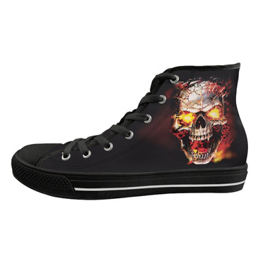 Unisex Dark Skull Print Chic Casual Shoes High Top Canvas Shoes