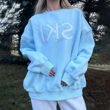 Women's Christmas Icy Blue Chic Ski Snowflake Sweatshirt