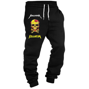 Men's Vintage Rock Band Chic Skull Print Casual Sweatpants