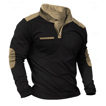 Men's Outdoor Yellowstone Vintage Chic Spliced Long Sleeved Zipper 1/4 T-shirt