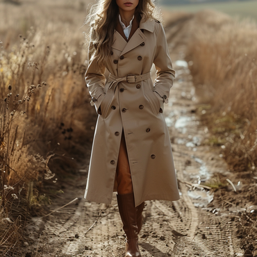 Women's Retro Casual Trench Chic Coat Long Coat