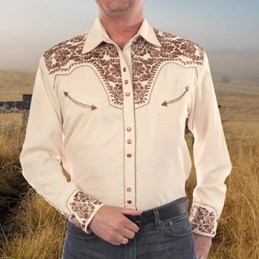 Men's Vintage Western Cowboy Print Chic Shirt