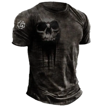 Men's Vintage Skull Rammstein Chic Rock Band Print Daily Short Sleeve Crew Neck T-shirt