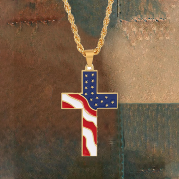 American Flag Cross Chic Necklace