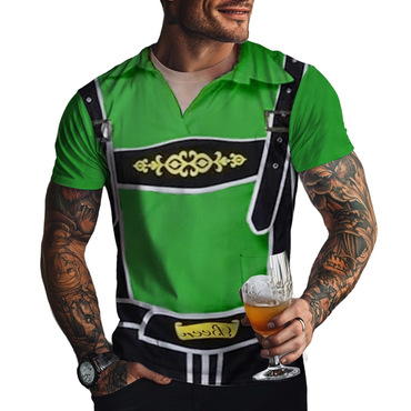 Men's Oktoberfest Bavarian Lederhosen Chic 3d Graphic Print Party Casual Daily Crew Neck Short Sleeve T-shirt