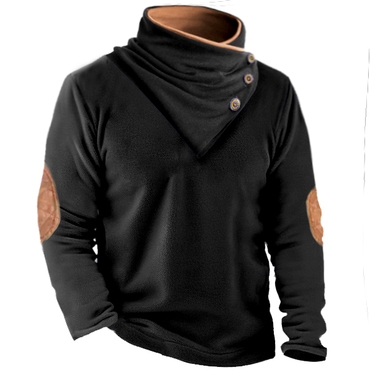 Men's Fleece Shawl Stand Collar Chic Sweatshirt Outdoor Stand Collar Thick Tactical Fleece Top