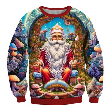 Men's Vintage Santa Claus Chic 3d Print Crew Neck Ugly Christmas Sweatshirt