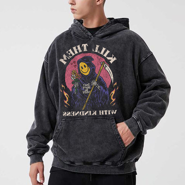 Retro Halloween Skull Letter Print Chic Loose Hoodie