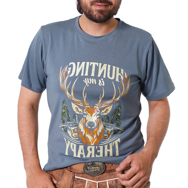 Men's Vintage Traditional Bavarian Chic Deer Hunting Print Crew Neck Short Sleeve T-shirt