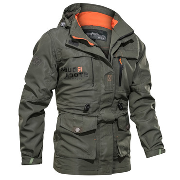 Men's Mid-length Waterproof And Chic Oil-proof Outdoor Hooded Jacket