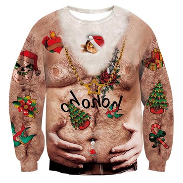 Hairy Chest Hand Print Chic Ugly Christmas Sweatshirt