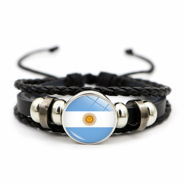 Argentina Canada United States Chic Mexico Flag Football Leather Bracelet